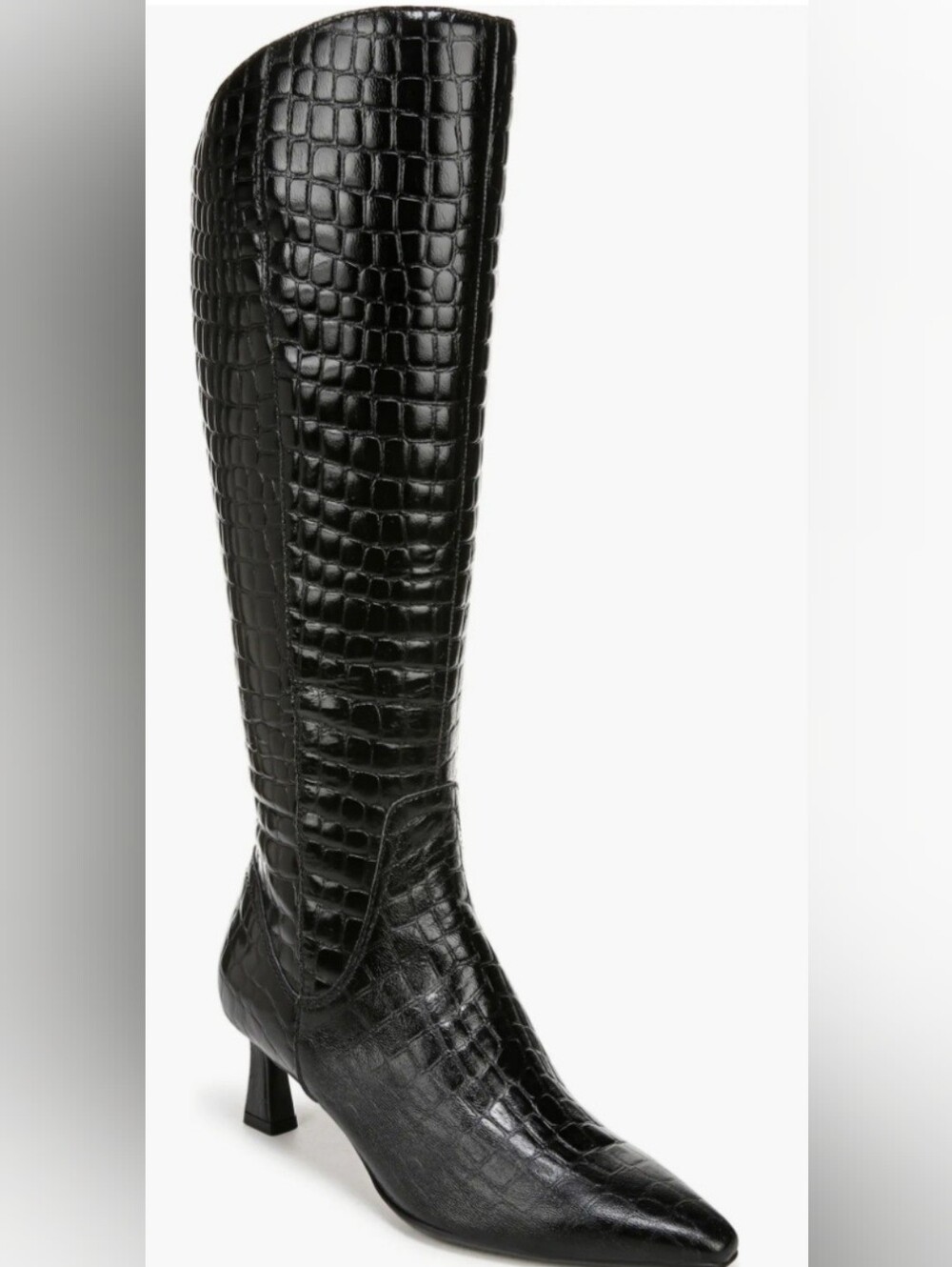 Naturalizer Deesha Pointed Toe Knee High Croc-Embossed Knee Boots